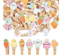 FUTUREORYY Lot de 70 Mini Pinces à Linge en Bois Motifs Dessins Animés, Petites Pinces Photo Polyvalentes pour Décoration Murale, Loisirs Créatifs et Fixation D’Images, Accessoires Pratiques