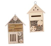 FUTUREORYY Maison à Insectes en Bois pour Jardin Design Cabane Suspendue Écologique Lot de 2 et Augmentation Population Bénéfique pour Abeilles et Pollinisateurs