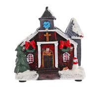 FUTUREORYY Maisons Décoratives de Noël en Résine, Mini Chalet Lumineux sans Batterie, Décoration de Table et Bureau pour Fêtes de Noël, Village Miniature pour Intérieur, Ornement Festif