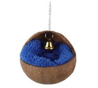 FUTUREORYY Nid Suspendu Coque de Noix de Naturelle avec Tapis Chaud et Cloche pour Perroquets Perruches et Oiseaux Exotiques Refuge Sûr et Décoratif pour Extérieur