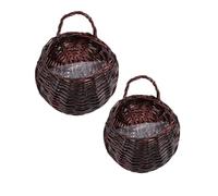 FUTUREORYY Panier Mural à Fleurs Tressé en Osier 2 Pièces, Panier de Rangement Suspendu Multifonctionnel pour Fleurs Fraîches et Fruits, Décoration Naturelle pour Chambre ou Bureau