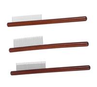 FUTUREORYY Peigne De Toilettage En Bois Pour Chien Et Chat, Kit 3 Pièces Avec Dents Longues Et Arrondies, Démêlant, Brosse Anti-puces Pour Petits Animaux, Usage Professionnel, Manche Ergonomique