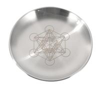 FUTUREORYY Plateau à Bougies en Acier Inoxydable Rond 20 CM Motif Pentagramme Doré Assiette à Bougies d'Autel Décorative pour Rituel Chamanique et Centre de Table Cérémonial