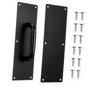 FUTUREORYY Poignée push-pull acier poignée de porte commerciale tirer la plaque de porte nom Tirez la avec assiette Poil Commercial Noir