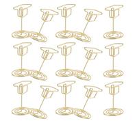 FUTUREORYY Porte-Cartes de Table Forme Chapeau Diplômé Doré 15 Pièces en Métal Clips Photo Porte-Noms pour Mariage Remise de Diplômes Fête Décorations Support Notes