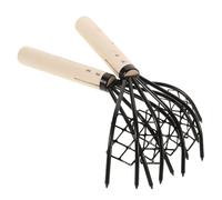 FUTUREORYY Râteaux à Palourdes 2pcs en Acier Filet, Manche en Bois Antidérapant, Adaptés pour Pêche à Pied et Récolte de Fruits de Mer sur Plage et Rivage