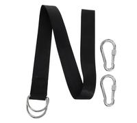 FUTUREORYY Sangles de Hamac Extérieures Noires Sangles Résistantes pour Camping Fixation Fauteuil Suspendu Installation Facile avec Anneaux Kit pour Hamac et Toile Balancelle