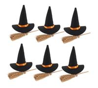 FUTUREORYY Set de Mini Chapeaux de et Balais pour Halloween Décoration Réutilisable et Accessoires pour Fête Bricolage et Décorations de Table