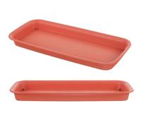 FUTUREORYY Soucoupes pour Pots de Fleurs Lot de 2 Rectangulaires 40 CM Rouge Brique en Plastique Stable pour Plantes d'Intérieur sur Rebord de Fenêtre Anti-Débordement