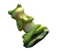 FUTUREORYY Statue Grenouille Yoga Résine Verte Figurine Décorative Extérieure pour Jardin Sculpture Créative et Ornement Paisible pour Bureau et Maison