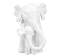 FUTUREORYY Statuette d'Éléphants en Porcelaine Blanche Décoration de Table Artistique Animalier Figurine Mère et Bébé Éléphant Réaliste pour Bureau et Intérieur Ornement Créatif pour
