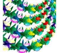 FUTUREPLUSX Lot de 4 décorations de fête Tropicales en Papier Luau de 3 m - Guirlande Multicolore hawaïenne d'hibiscus pour fête Mexicaine Para Fiesta Tiki