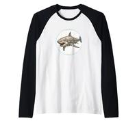 Futuriste Great White Shark Robot Retro Sci-FI Manche Raglan