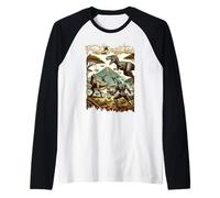 Futuristic Dinosaur Battle Sci FI Action Art Warrior Manche Raglan