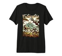 Futuristic Dinosaur Battle Sci FI Action Art Warrior T-Shirt Haut de Gamme