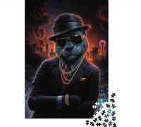 Futuristic Panther Gangster Adult Jigsaw Puzzles Whimsical Giraffe Head Art for The Whole Family Women, Gifts for Men 52x38cm 1000pcs