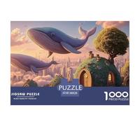 Futuristic_Whales 1000 Piece Découpe Précise Puzzle Floating Whale Famille Jigsaw Déco Maison pour Adultes 38x26cm/1000pcs