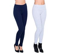 Futuro Fashion 2X Leggings d'Hiver Chauds pour Femmes, Longueur Complète, Taille Haute en Coton avec Doublure en Polaire, Lot de 2 LWPP28, 36