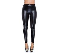 FUTURO FASHION Legging effet mouillé en latex imitation cuir brillant pour femme Taille haute Argenté Doré Tailles 36 à 48, Taille classique noire, 44