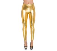 FUTURO FASHION Femmes Leggings effet mouillé en latex Faux cuir brillant Couleurs argent or Taille haute et classique Tailles 8-20, 42