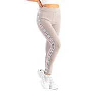 FUTURO FASHION Femmes Leggings Taille Haute avec Panneau Contrôle du Ventre avec Bande Latérale Pantalon Extensible Minceur Opaque Casual Wear Sport Yoga Workout Beige XL/XXL FS767