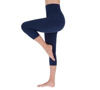 FUTURO FASHION Legging 3/4 pour Femme Taille Haute Doux et Doux Non Transparent Extensible décontracté Quotidien Yoga Course à Pied S-XXL Navy S-M