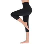 FUTURO FASHION Legging 3/4 pour Femme Taille Haute Doux et Doux Non Transparent Extensible décontracté Quotidien Yoga Course à Pied S-XXL Noir XXL