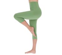 FUTURO FASHION Legging 3/4 pour Femme Taille Haute Doux et Doux Non Transparent Extensible décontracté Quotidien Yoga Course à Pied S-XXL Vert S-M