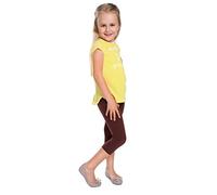 FUTURO FASHION Legging Court 3/4 en Coton uni pour Enfant de 2 à 13 Ans, Marron, 10-11 Ans