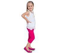 FUTURO FASHION Legging Court en Coton pour Enfants 3/4 - Pantalon Capri Basique uni pour Enfants de 2 à 13 Ans, Rose, 4-5 Ans