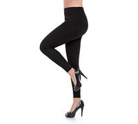 FUTURO FASHION - Legging de qualité pour Femme LWP - Taille Haute - Hiver - Coton Doux - Grandes Tailles - Taille 44 Premium - Noir