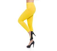 FUTURO FASHION - Legging de qualité pour Femme LWP - Taille Haute - Hiver - Coton Doux - Grandes Tailles - Taille 48 Classique - Jaune