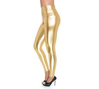 FUTURO FASHION - Legging long taille haute - sexy - latex/imitation cuir/brillant ou mat effet mouillé - Doré - 50