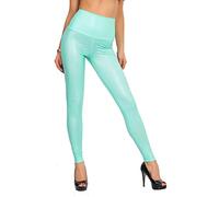 FUTURO FASHION - Legging Long Taille Haute - Sexy - Latex/Imitation Cuir - Mat - Taille 42 - Menthe