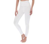FUTURO FASHION Legging Taille Haute Doux et décontracté pour Femme - Confortable au Quotidien - Extensible - Non Transparent - Taille S à XXL, Blanc, L-XL