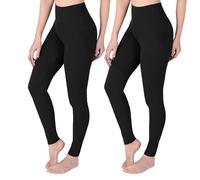 FUTURO FASHION Legging Taille Haute Doux et décontracté pour Femme - Confortable au Quotidien - Extensible - Non Transparent - Taille S à XXL, Noir - Lot de 2, L-XL