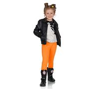 FUTURO FASHION Leggings Fille en Coton 95% - Pantalon Long Enfant 2-13 Ans, Idéal Halloween, Legging Noir Confortable École Sport Déguisement Orange