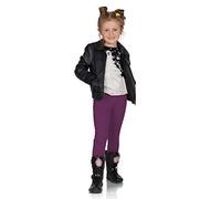 FUTURO FASHION Leggings Fille en Coton 95% - Pantalon Long Enfant 2-13 Ans, Idéal Halloween, Legging Noir Confortable École Sport Déguisement Prune