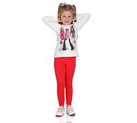 FUTURO FASHION Leggings Fille en Coton 95% - Pantalon Long Enfant 2-13 Ans, Idéal Halloween, Legging Noir Confortable École Sport Déguisement Rouge