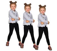 FUTURO FASHION Leggings Fille en Coton 95% - Pantalon Long Enfant 2-13 Ans, Idéal Halloween, Legging Noir Confortable École Sport Déguisement Noir