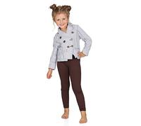 FUTURO FASHION Leggings Fille en Coton 95% - Pantalon Long Enfant 2-13 Ans, Idéal Halloween, Legging Noir Confortable École Sport Déguisement Marron