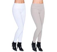 FUTURO FASHION LWPP28 Lot de 2 leggings en coton taille haute avec intérieur en polaire pour femme - - 42