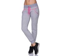 FUTURO FASHION® - Pantalon de Jogging pour Femme - décontracté - Sport/Fitness - FZ125 - Cendre/Rose - 42