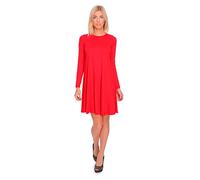 FUTURO FASHION® - Robe Chic pour Femme - col Rond/Manches Longues - FM10 - Rouge - 42 (XL)