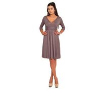 FUTURO FASHION - Robe en Jersey - Femme - Classique/élégant - col en V - pour Cocktail/Travail - F4F40 - Cappuccino - 40 (L)