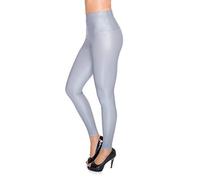 FUTURO FASHION Sexy Brillant Mat Full Leg Leggings Taille Haute Latex Imitation Cuir 42, Gris