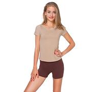 FUTURO FASHION® - Short Moulant de Yoga - Coton très Doux/Extensible - Tailles 36 à 50 - PSL5 - Marron - 38