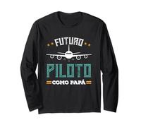 Futuro Piloto Como Papá Avión Aviación Regalo Piloto Manche Longue