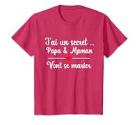 Futurs Maries Annonce Mariage, Papa et Maman Vont Se Marier T-Shirt, Enfant, Rouge Chiné, 3 Ans