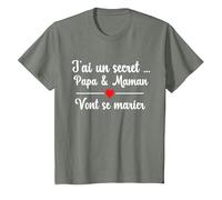 Futurs Maries Annonce Mariage, Papa et Maman Vont Se Marier T-Shirt, Enfant, Vert Kaki chiné, 8 Ans